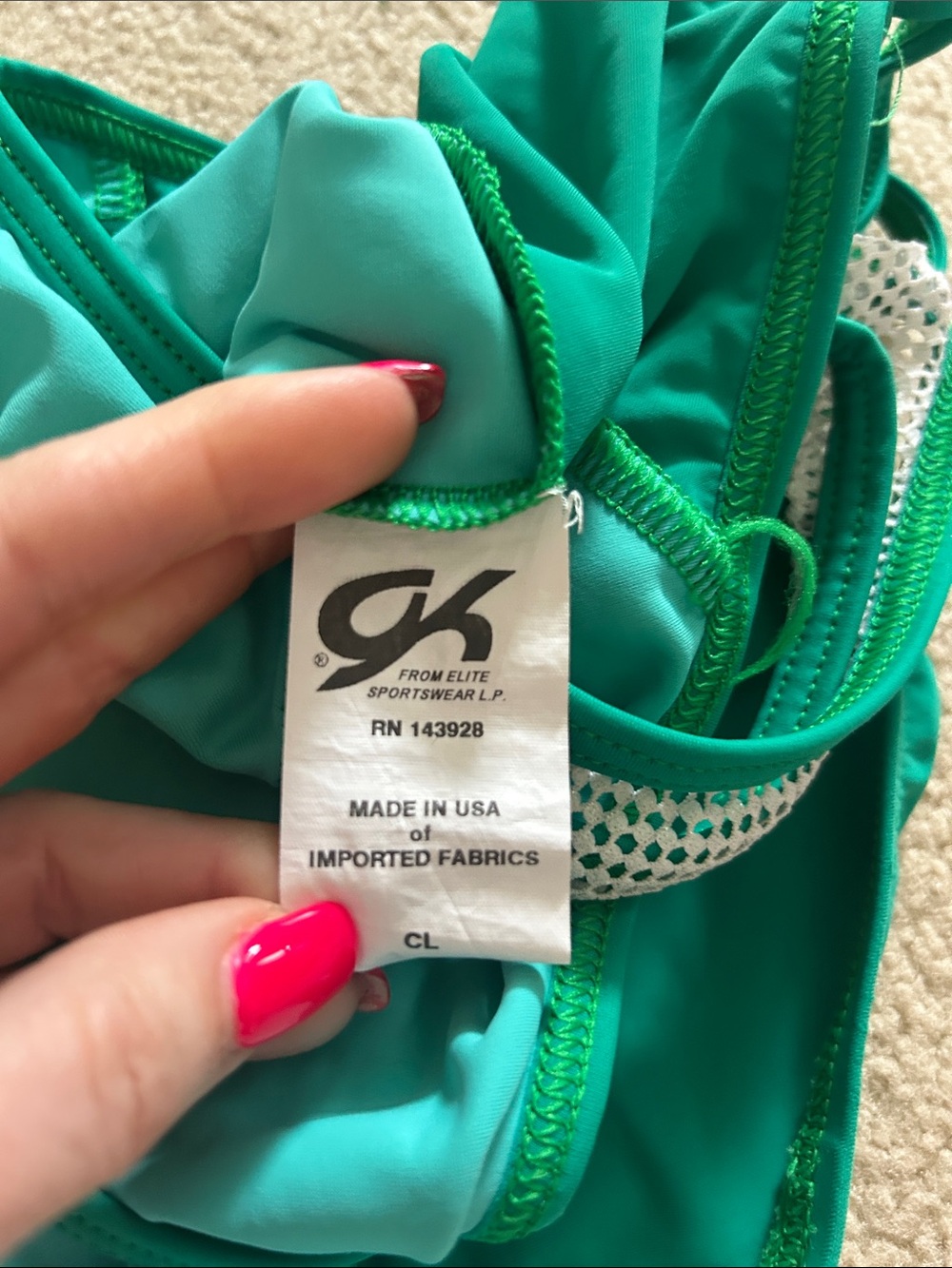 GK Laurie Hernandez Tank Leotards, Green Sequin, size CL - Picture 6 of 9
